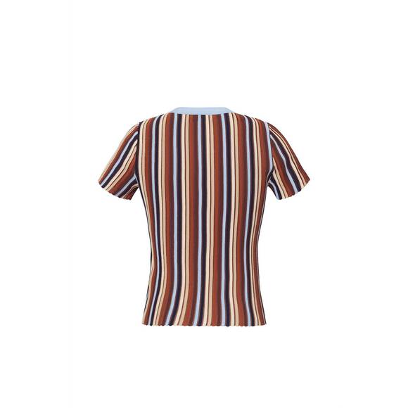 NEW CARA CARA knoll crewneck top in metalic stripe - Picture 4 of 4